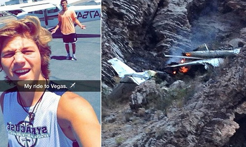 兄弟倆的自拍照和墜機現場（圖片來自遇難者父親的社交媒體頁面）