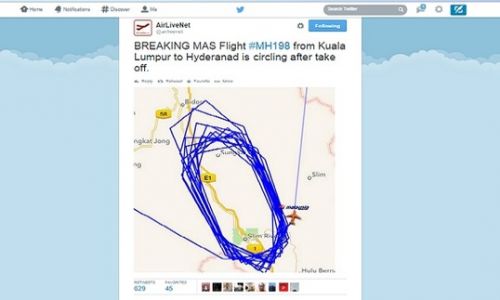 馬航MH198在起飛3小時后飛不出大馬半島而盤旋