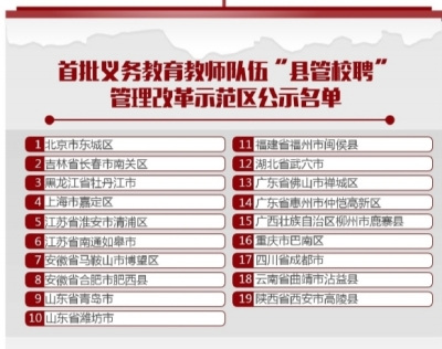 全國19地試點教師&ldquo;縣管校聘&rdquo;2020年將全國推廣