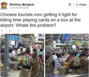 中國大媽在曼谷機場圍成圈打牌 遭泰國人痛批