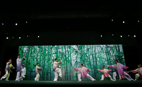 6月8日，在意大利米蘭世博園大劇場，來自上海體育學(xué)院的學(xué)生表演《太極人生》。