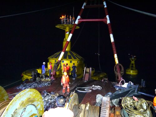 工作人員緊張進行浮標布放工作1