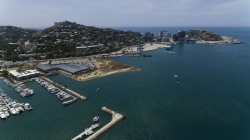 這是航拍的巴布亞新幾內亞莫爾茲比港（11月10日攝）。