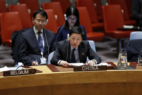  3月27日，在位于紐約的聯合國總部，中國常駐聯合國副代表吳海濤在安理會敘利亞政治進程公開會上發言。 新華社記者李木子攝。