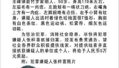 江西男子砍死2名小學生 警方懸賞5萬元輯兇(圖)