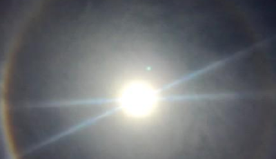 福州上空出現(xiàn)日暈景觀：彩色光圈似彩虹