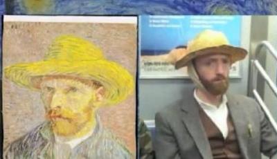 山寨版梵高現身地鐵 長相“神同步”驚呆眾人