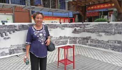 老人用鉛筆繪老街道 創出成都版清明上河圖(圖)