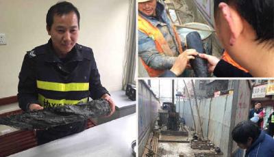 武漢地鐵施工現(xiàn)場疑似挖出天價烏木 被警方帶走