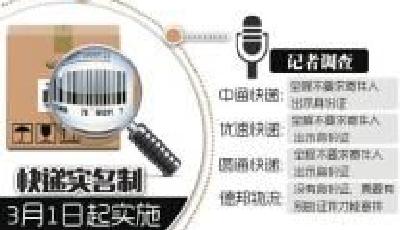 快遞實名新規(guī)昨起實施 寫“番茄打鹵”4家快遞可寄