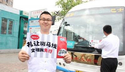 青島交運集團8000部車輛開展禮讓斑馬線活動