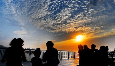 夕陽下的淡水河