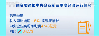 4748亿元！第三季度央企净利润同比增长34.5%