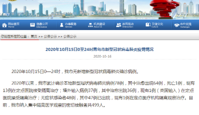 截至16日6時，青島已采樣超1074萬份，532名密接者完成三輪核酸檢測