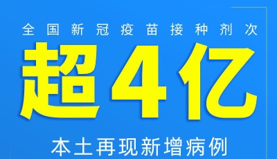 全國新冠疫苗接種劑次超4億