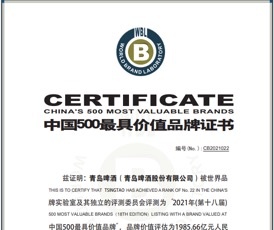 1985.66億元！青啤連續(xù)18年蟬聯(lián)中國(guó)啤酒行業(yè)品牌價(jià)值首位