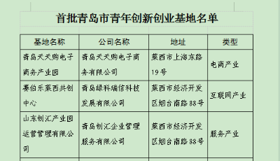 首批青島市青年創(chuàng)新創(chuàng)業(yè)基地成立