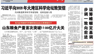 山东粮食产量首次突破1100亿斤大关