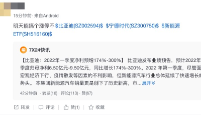 净利最高暴增300%！比亚迪预告一季度业绩，新能源汽车销量创历史新高，市场占有率大增