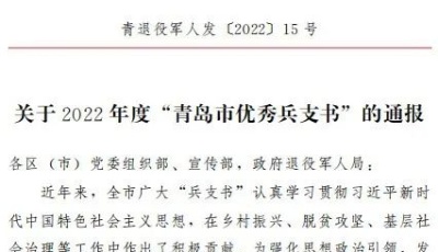 共10位！2022年度“青岛市优秀兵支书”评选结果出炉