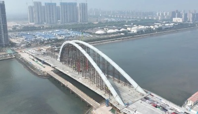 新进展！跨风河大桥钢拱肋主拱顺利合龙