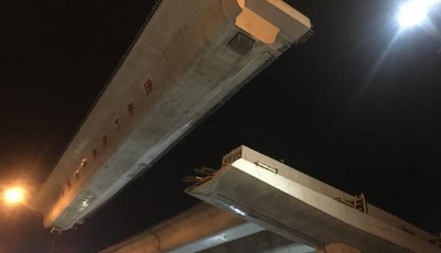 辽阳路快速路（福州路-海尔路段）进入高架桥面施工阶段