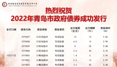 青岛市发行新增专项债券40亿元