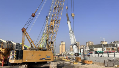 这个车站“一个顶俩”！青岛地铁2号线二期下王埠站首根钢管柱成功安装