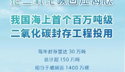 我国海上首个百万吨级二氧化碳封存工程投用