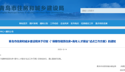 青岛出台“保障性租赁住房+青年人才驿站”试点工作方案