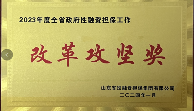 青島財通集團榮獲2023年度全省政府性融資擔保工作“改革攻堅獎” 