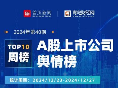 A股上市公司一周舆情榜｜得润电子及实控人被立案 连续多年陷入亏损逆境