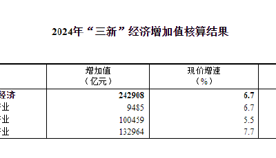 2024年我國(guó)“三新”經(jīng)濟(jì)增加值占GDP比重為18.01%