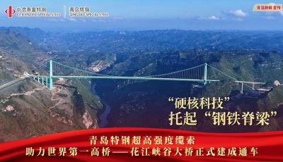 青岛特钢绿色钢铁铸就世界之巅 花江峡谷大桥正式通车  